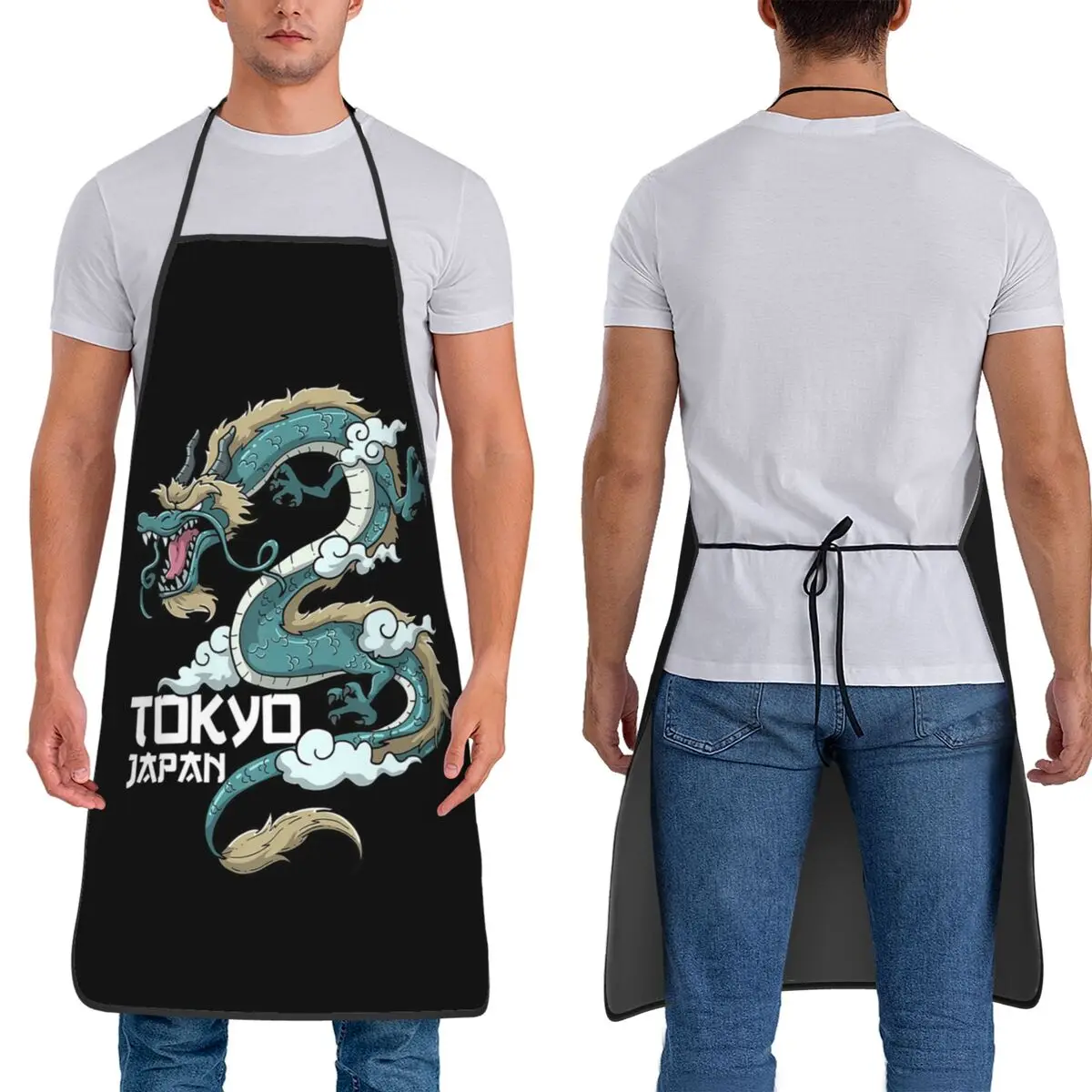 Tokyo Japan Dragon Tradition Asian Japanese Tattoo Aprons Chef Cuisine Tablier Bib Kitchen Cleaning Pinafore for Women Men
