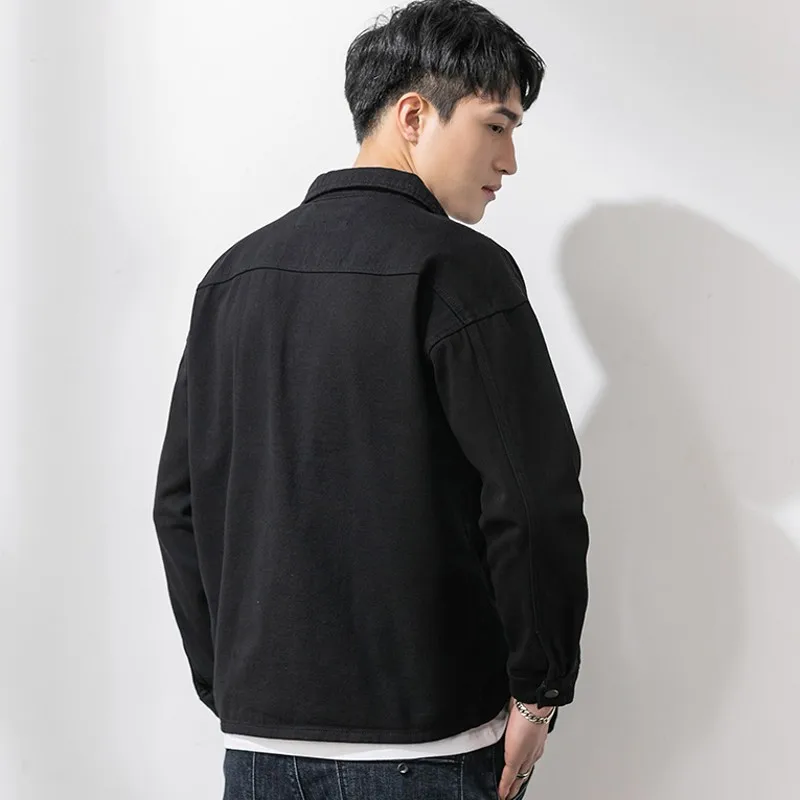 

Повседневная свободная мужская джинсовая куртка, весенне-осенняя японская винтажная рабочая одежда Bla, крутой топ для подростков