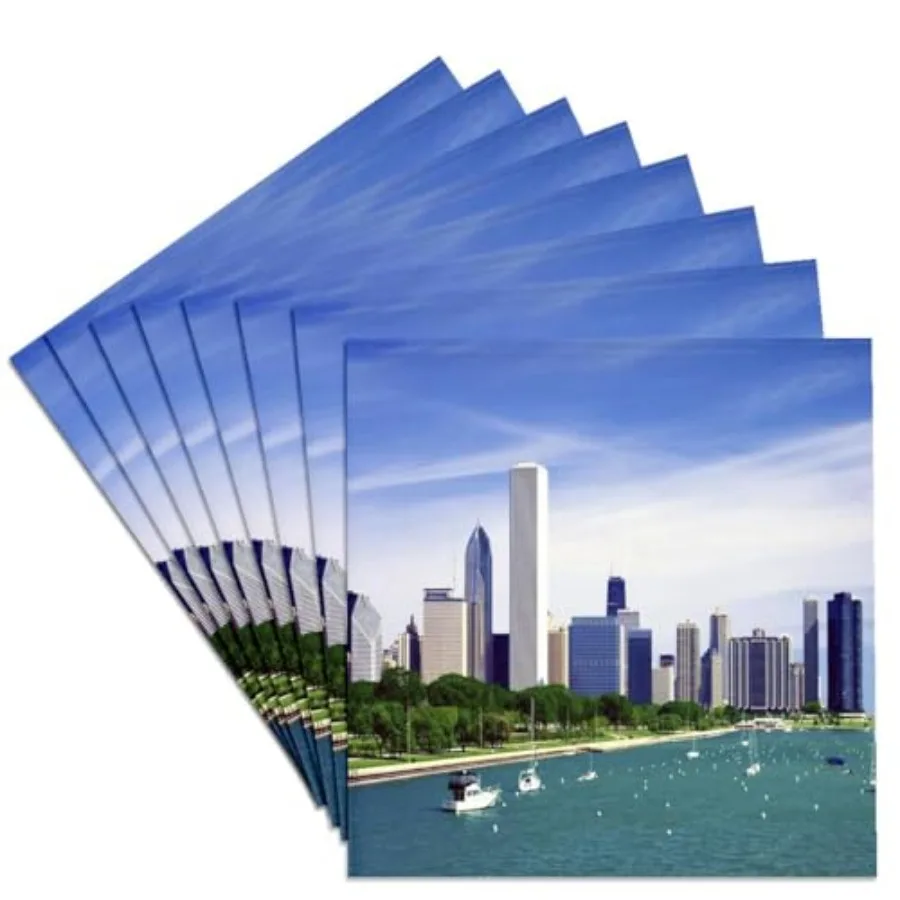 

cst_53270_4 Lake Michigan N Chicago-Ceramic Tile Coasters Set of 8