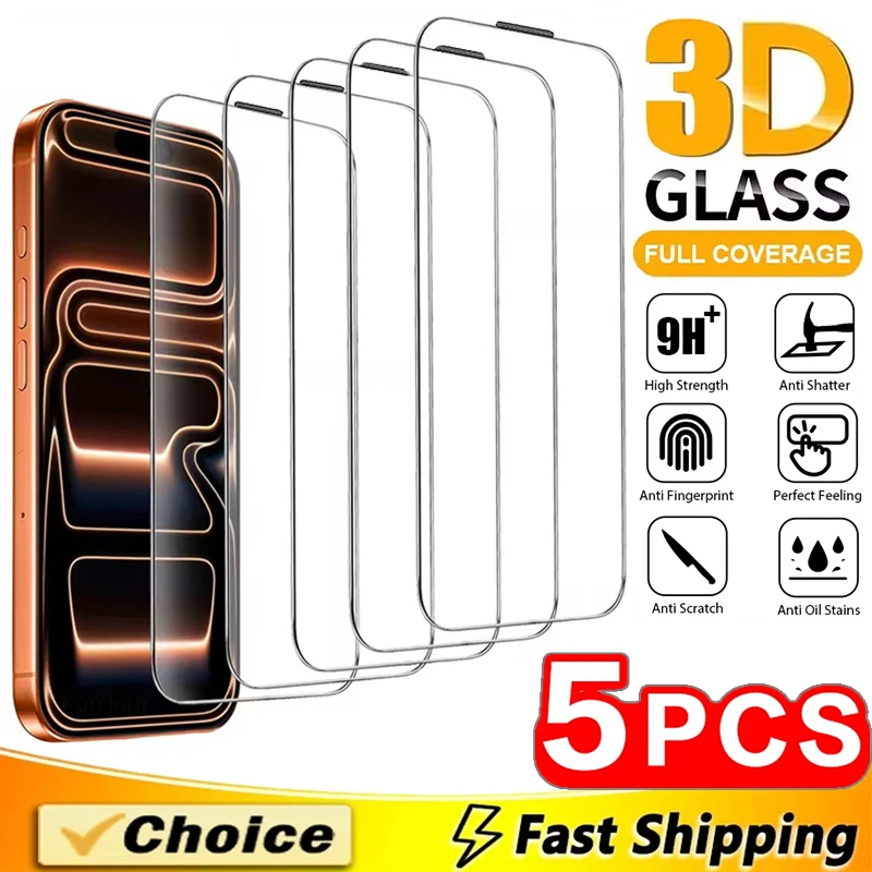 

3D Full Cover Screen Protectors For iPhone 17 15 14 13 12 11 16 Pro Max Dust Proof Tempered Glass For iPhone 16 15 Plus XR X XS