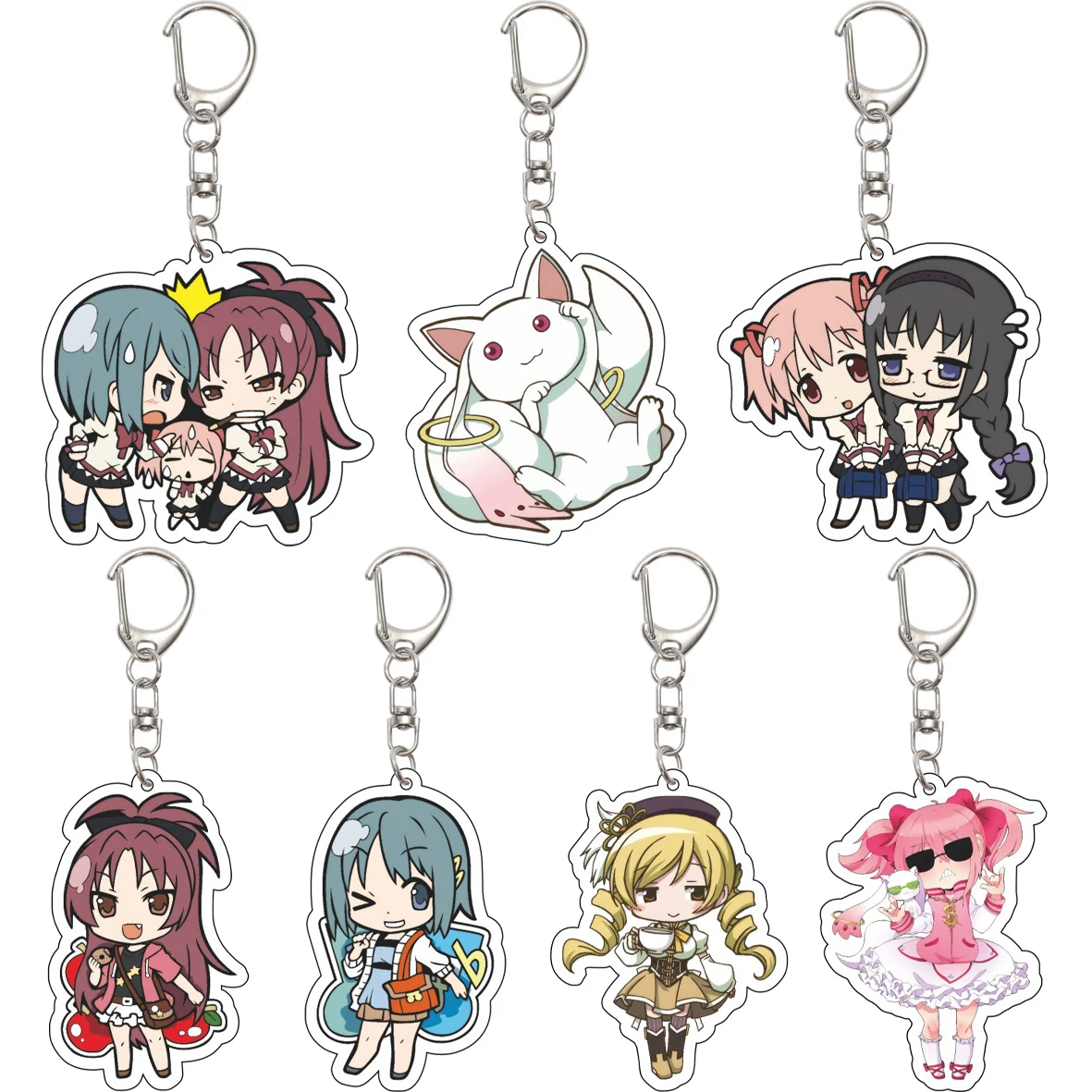 Llavero Acrílico de 55MM de Anime Puella Magi Madoka Magica con Kaname Madoka, Tomoe Mami, Miki Sayaka, Sakura Kyouko y Kyubey, Regalos Lindos