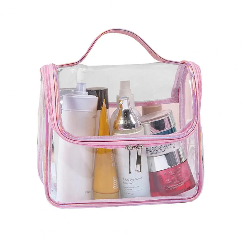 Pvc Cosmetic Bag Ins Style Pvc Transparent Cosmetic Bag Durable Waterproof Makeup Storage for Travel Female Simple Washing Bag