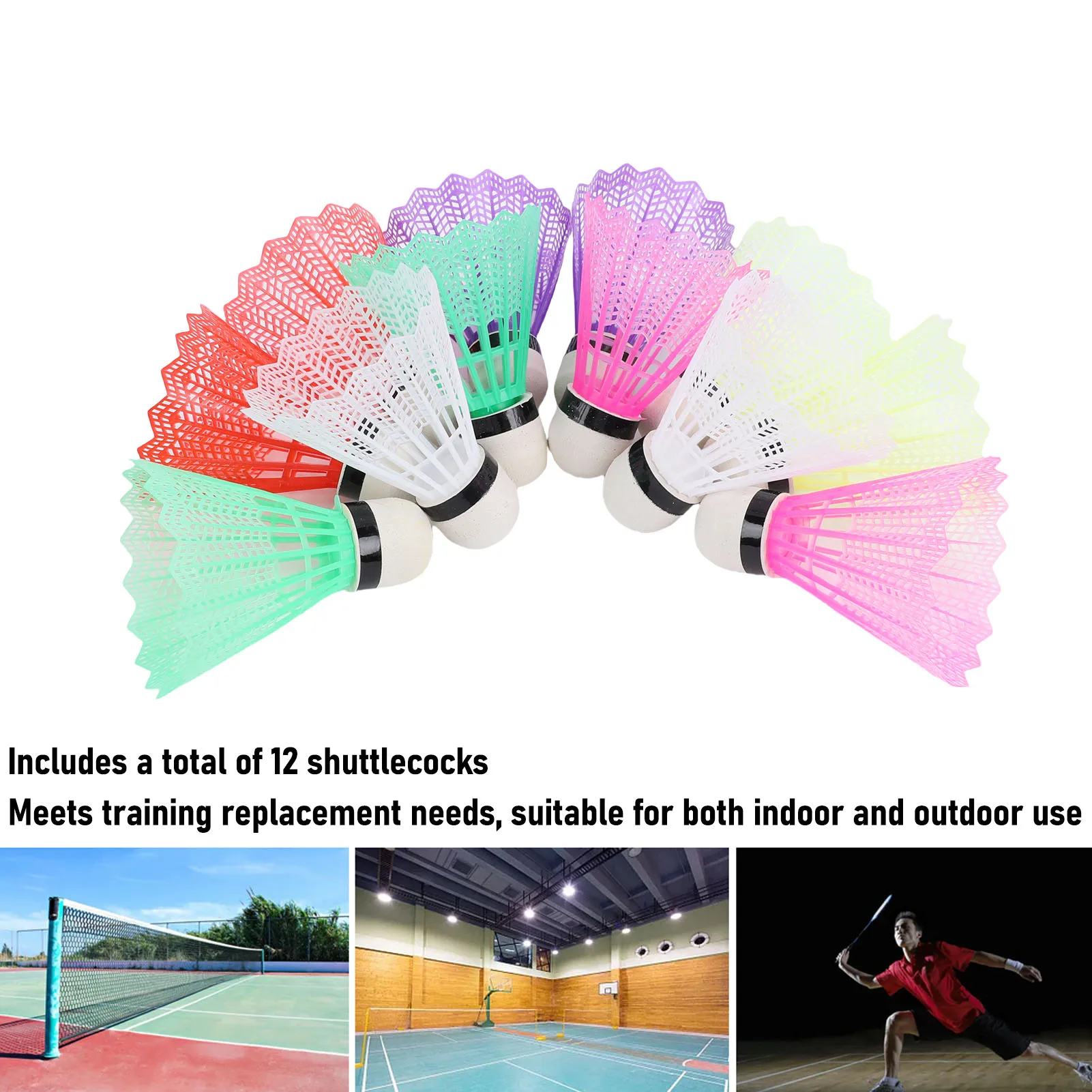 12PCS Nylon Shuttlecocks with Stability High Speed Badminton Balls for Batting Practice Training Indoor Outdoor Sports