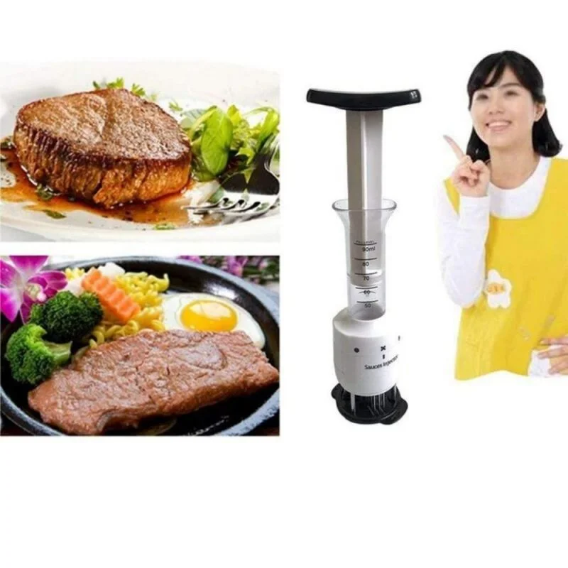 Stainless Steel Marinade Meat Injector  Steak/beef/chicken cutlet/pork/Barbecue sauce syringe Meat loosening tool