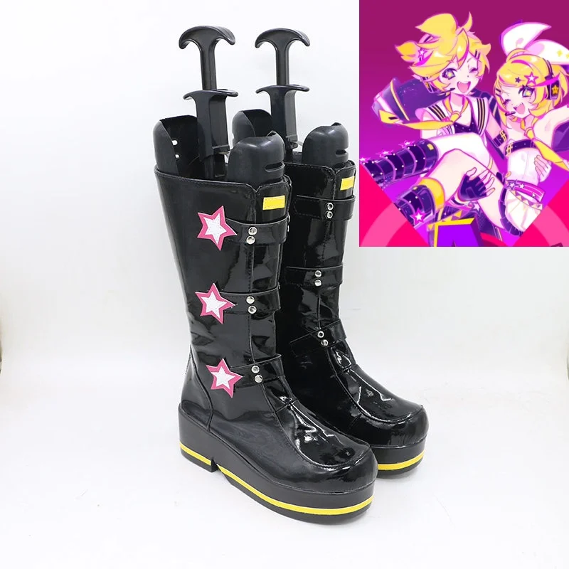 chaussures-et-bottes-de-cosplay-muse-dash-rin-len-vocaloid-pour-filles-pour-fete-d'halloween-trois-motifs-rose-blanc-cœur-et-pentagramme