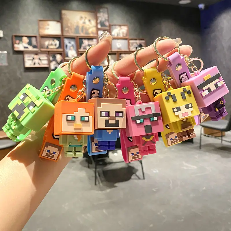 1/6pcs 3D Soft Rubber New My World Keychain Bag Pendant Gift