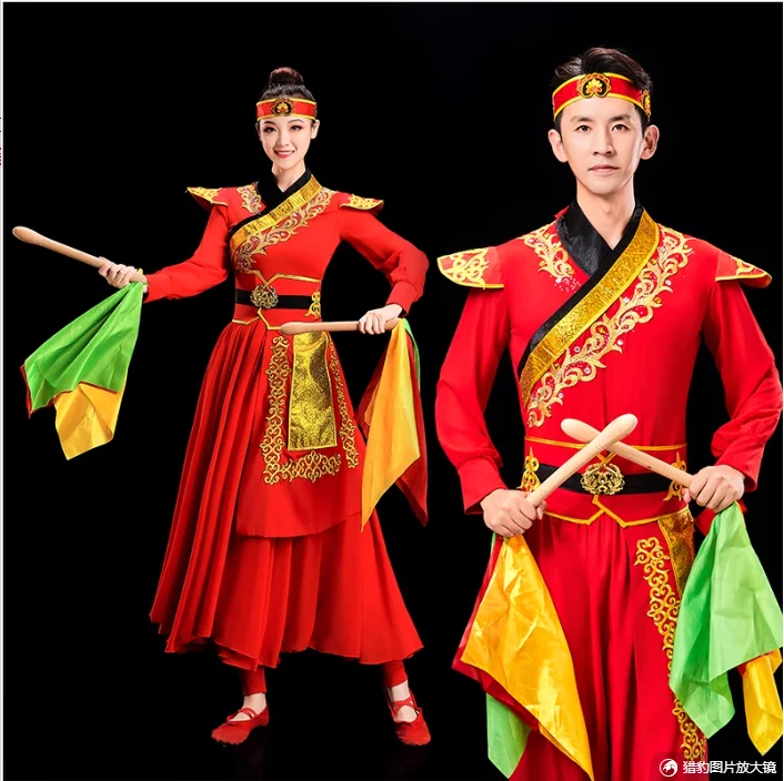 

Танец открытия в китайском стиле, команда упражнений на барабанах, гонгов и барабанов, костюмы для современного танца