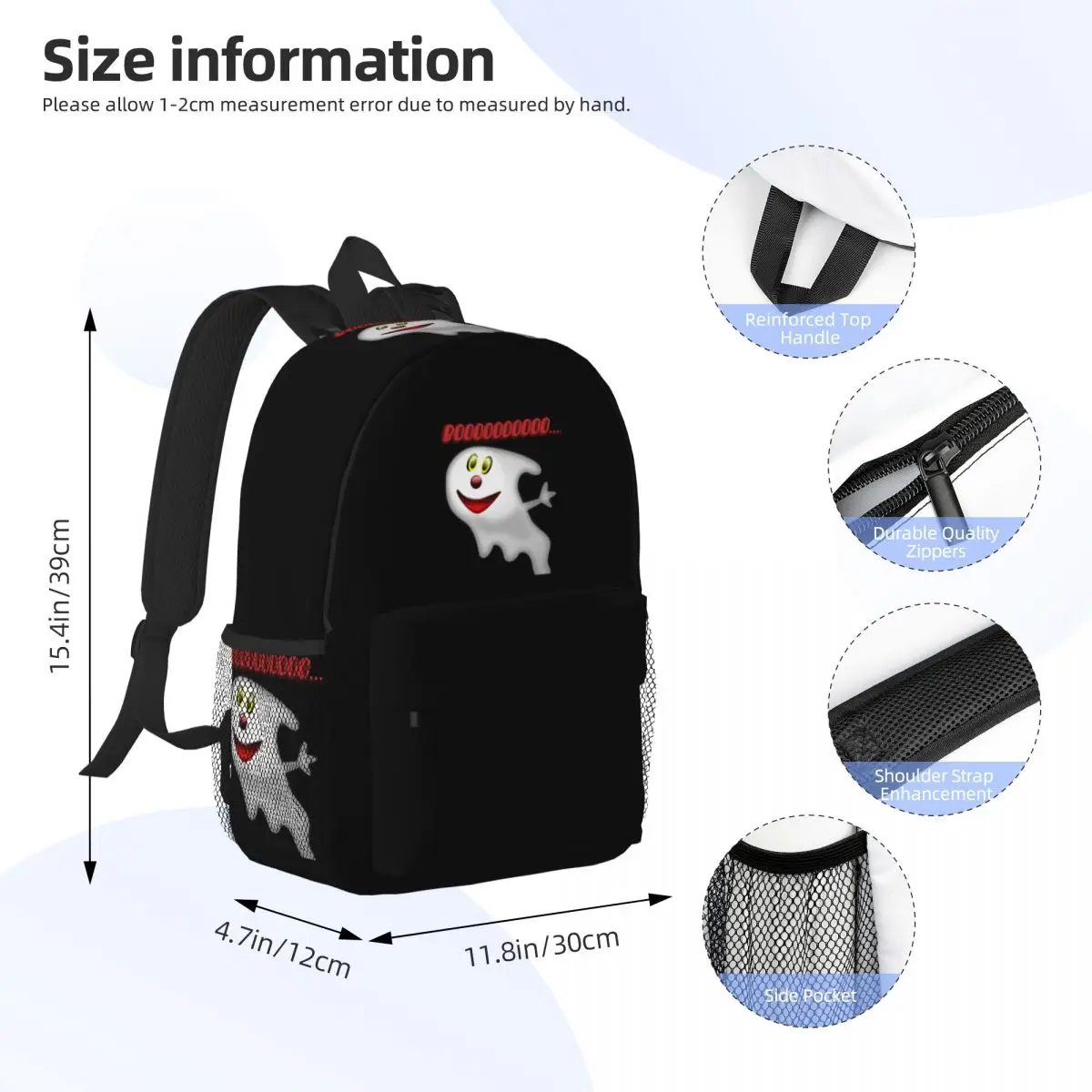 Casper The Friendly Ghost Backpack Daypack Large Capacity Boys Girls BookBag Shoulder Bags for Men Women Children School Bag