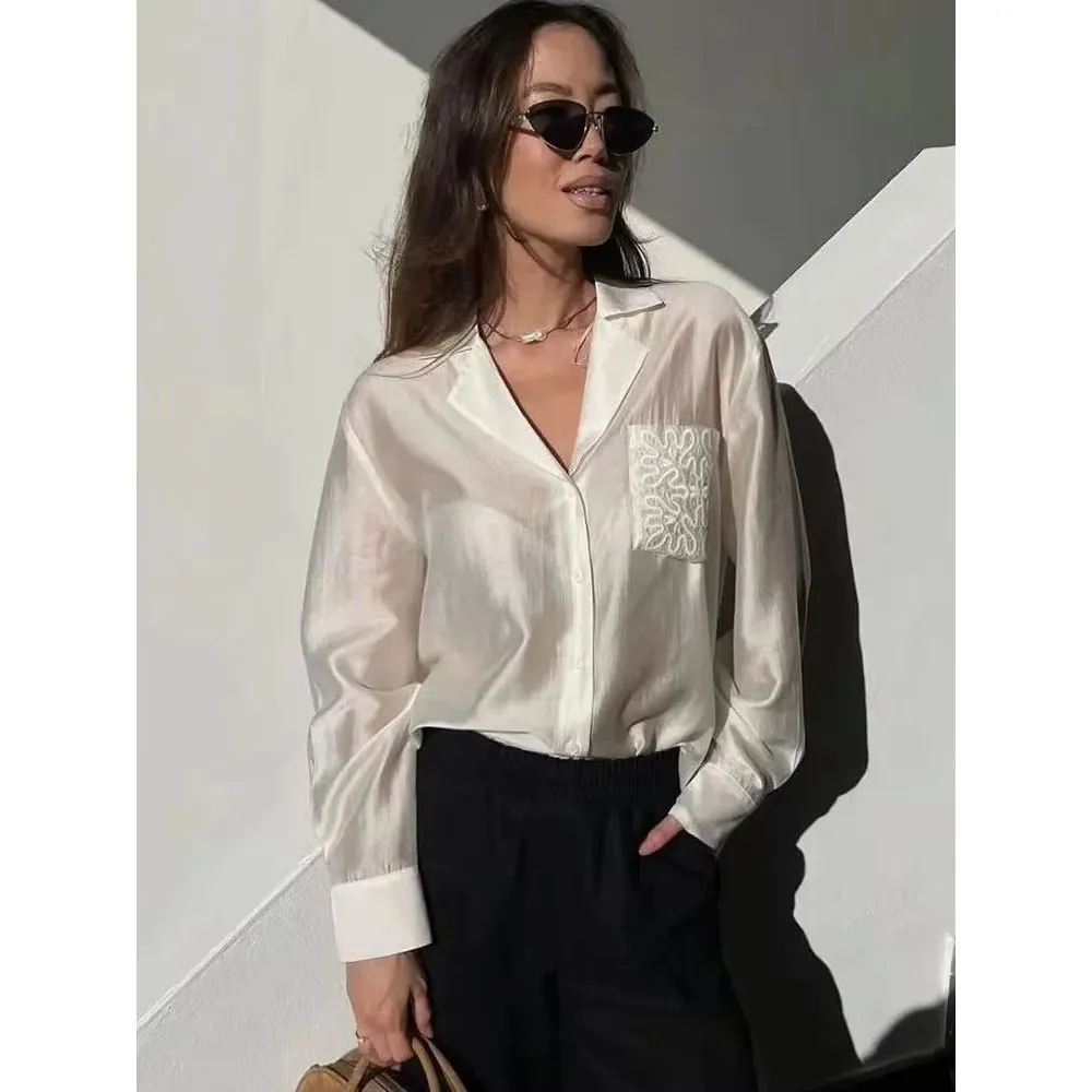 

Women's Loose Casual Single Breasted Long Embroidery irt Cleanfit Sle Other Material 00% Winter Collection