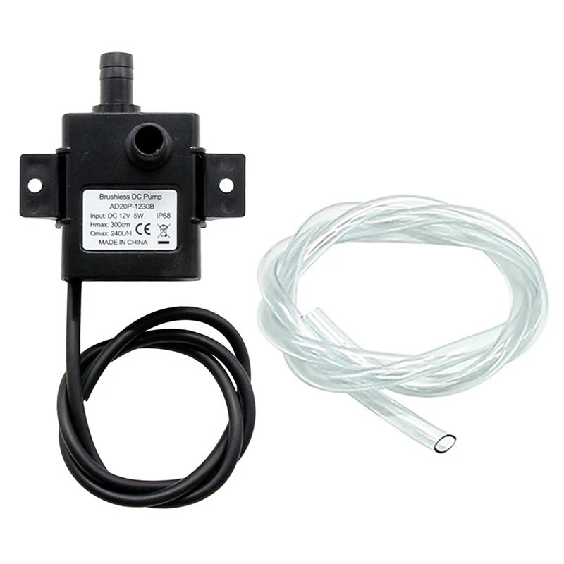 Small Water Pump, 12V DC Silent Water Cooled Brushless Cooling Water Pump Waterproof Centrifugal Pump For Pet / Pond Etc