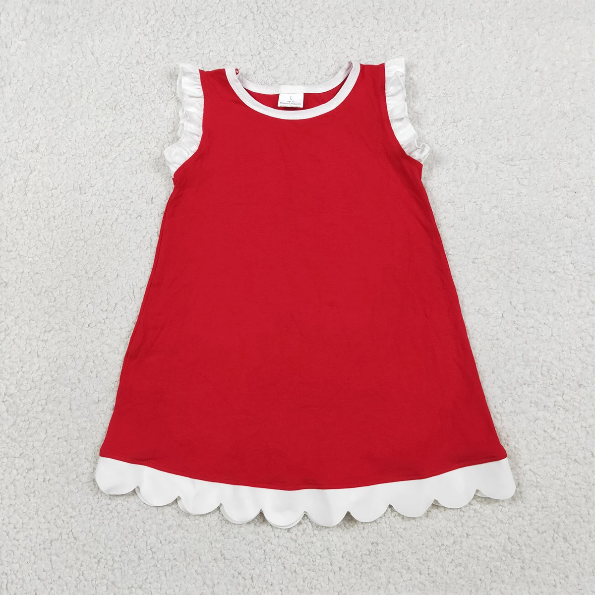 Kids Dress Clothes Baby Girls Sleeveless Fashion Comfy Scallop Knee Length Dresses Toddler Boutique Children Clothing Wholesale view 6