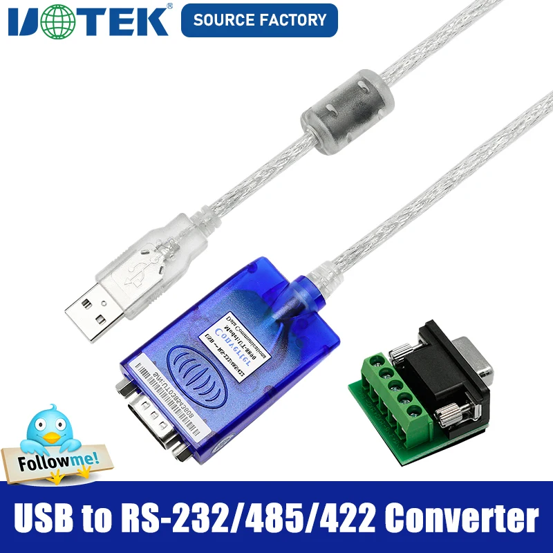 New 4.9Ft USB to RS232 RS485 RS422 Converter USB-A RS-232 RS-485 RS-422 Cable Serial DB9 Connector Full Half Duplex UT-8890