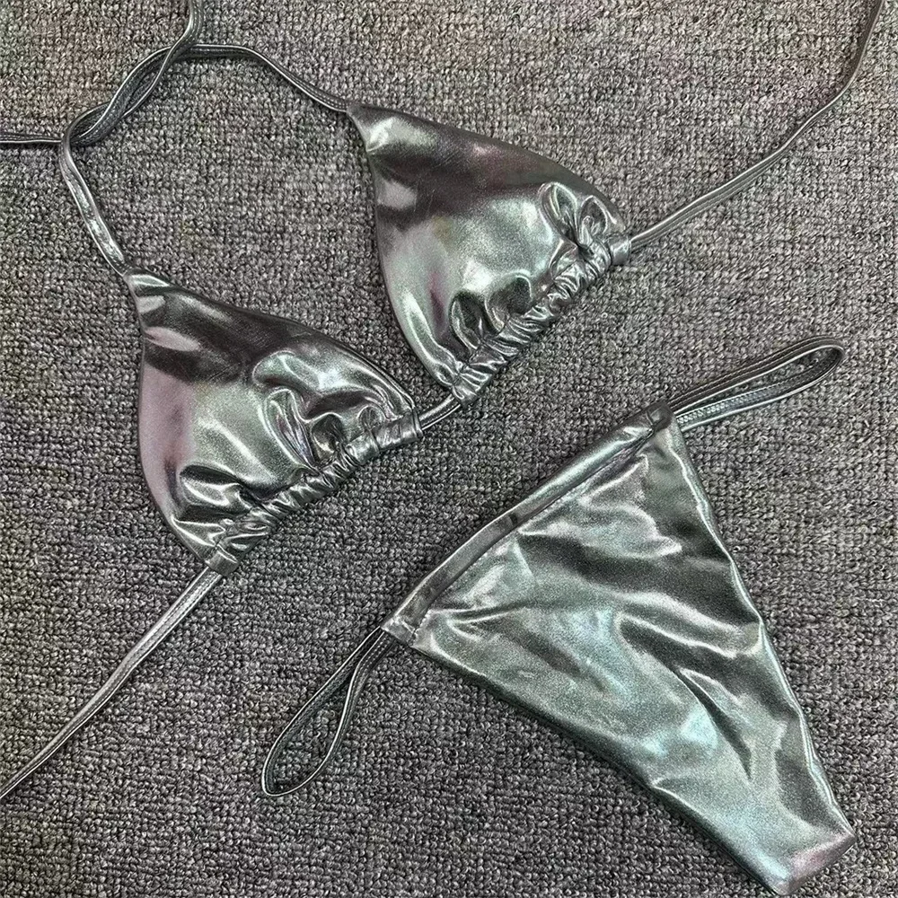 Gorący złoty strój kąpielowy bikini Push Up String Backless mikro bikini ekstremalne stroje plażowe stroje kąpielowe kobiety retro kostiumy