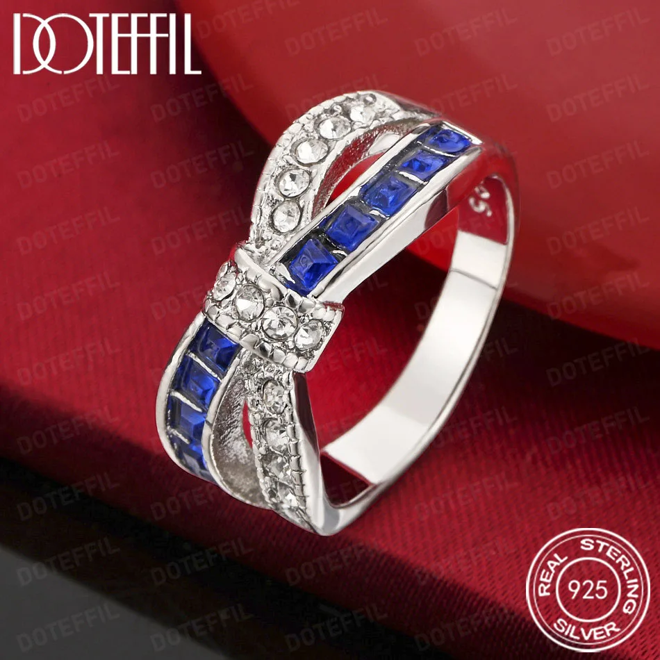 

DOTEFFIL Crystal Ring 925 Sterling Silver Sparkling Wedding Engagement Fashion Jewelry Accessory in 7 Vibrant Colors