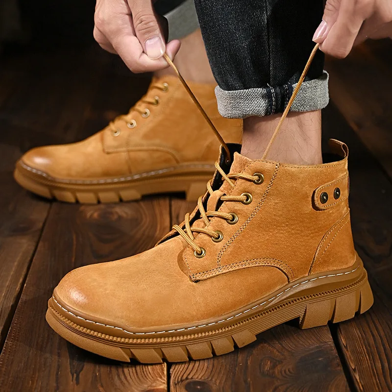 

Genuine leather Boots Autumn and Winter Men's Trendy Styles Work and Business Leisure Office outdoor shoes Luxury Quality shoes