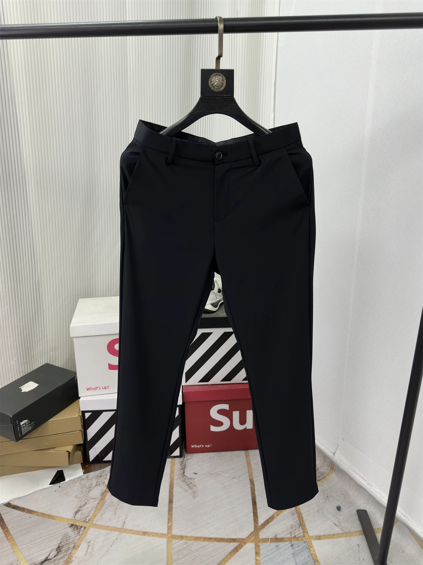 

Удобные, приятные для кожи, шестимерные эластичные летние тонкие мужские повседневные брюки прямого кроя для деловых поездок