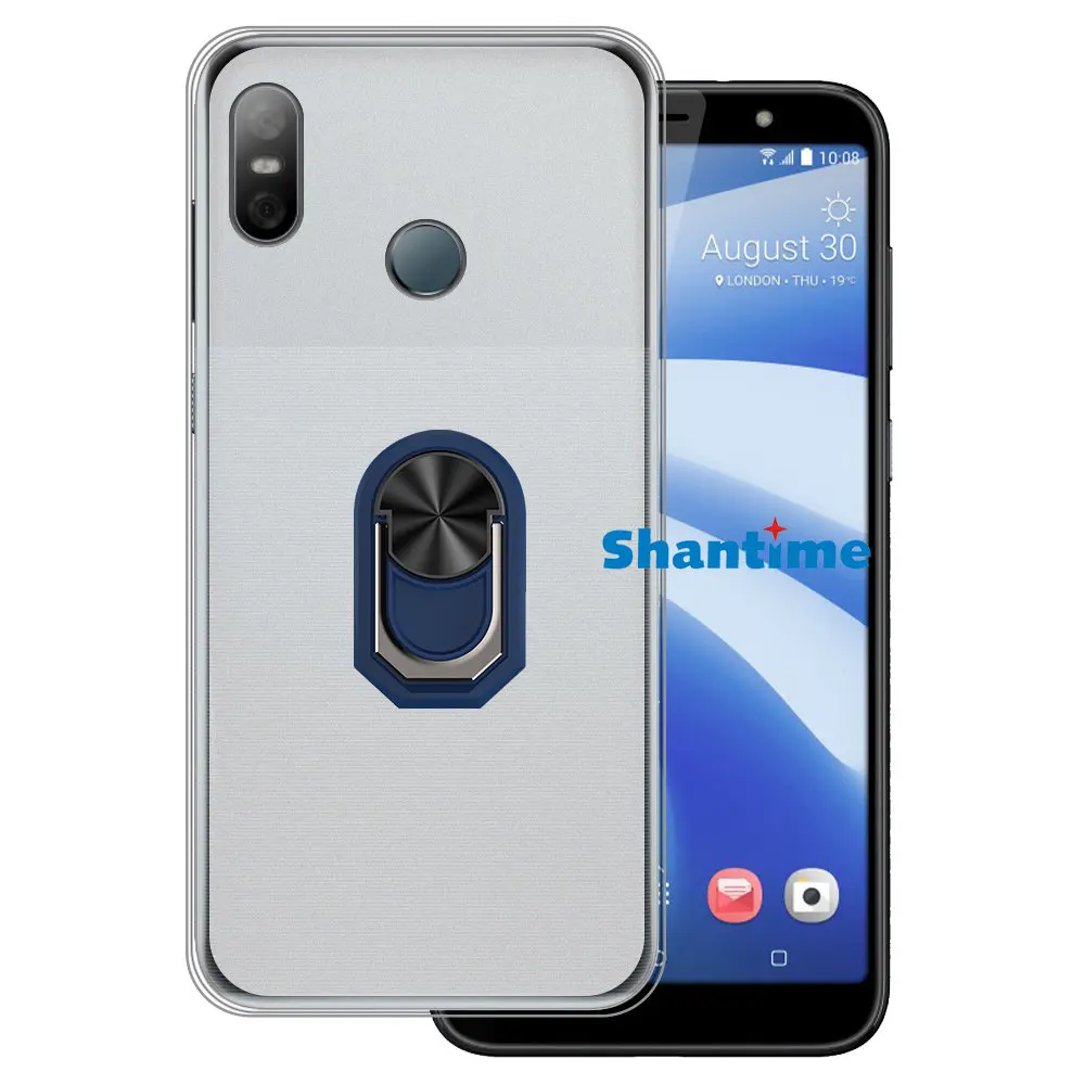 Luxury Shockproof Ring Holder For HTC U12 Life Case Soft Silicone TPU Protective Holder Cover