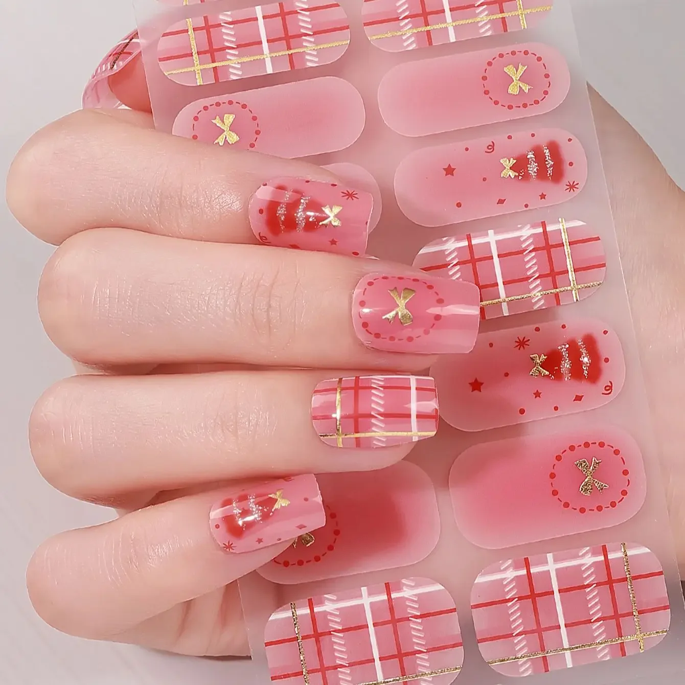 16tips Kerst Winter Sneeuwvlok Sneeuwpop Bakvrije zelfklevende nagelstrips Patch Slider Volledige dekking Nageldecoratie