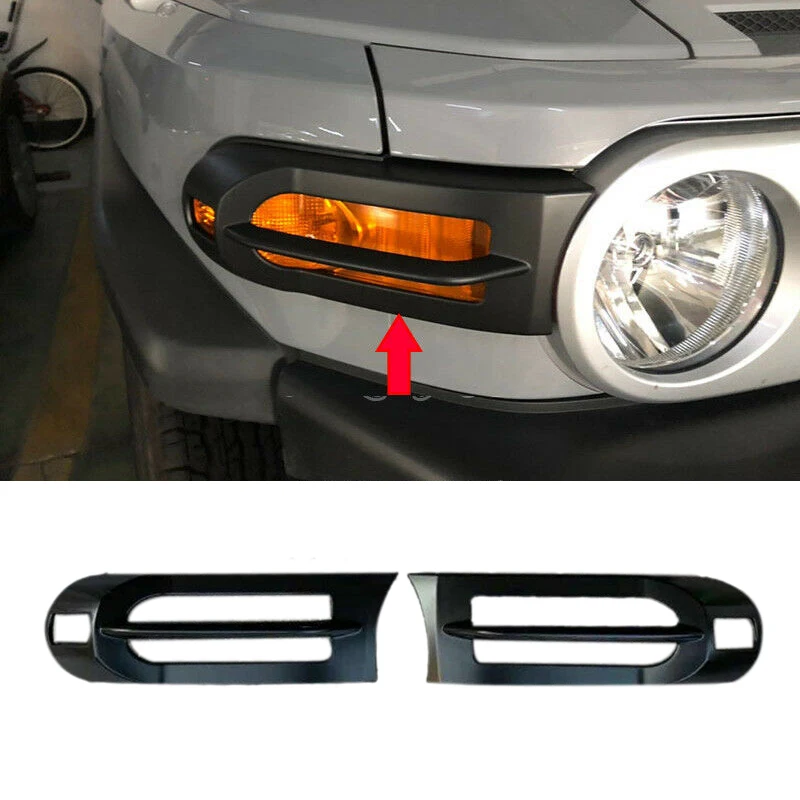 2Pcs ABS Matte Black Front Fog Light Bumper Lamp Cover Trim for Toyota FJ Cruiser