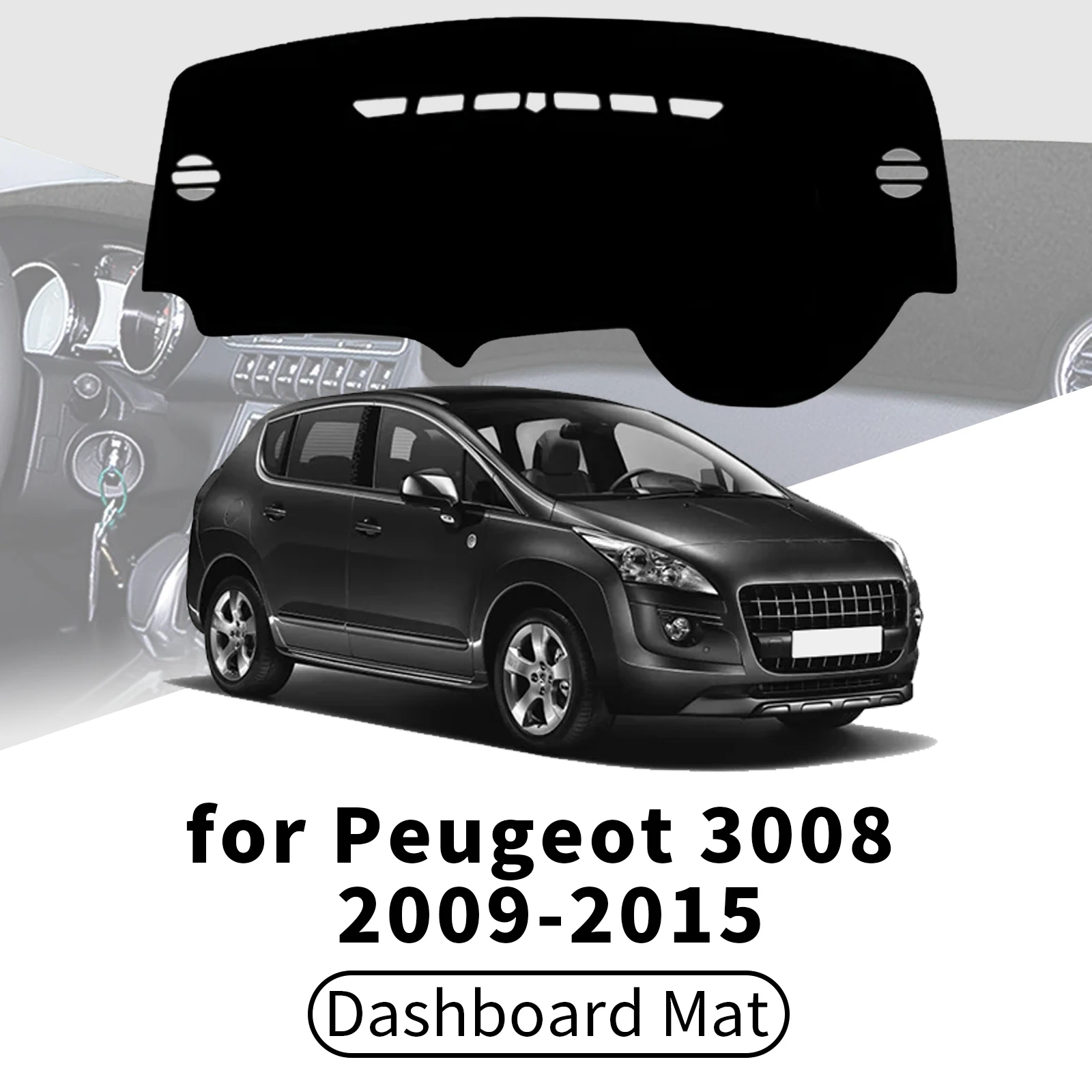 

for Peugeot 3008 2009-2013 2014 2015 Car Dashboard Cover Dashmat Sunshade Anti‑UV Anti‑Glare Dash Mat Interior Accessories