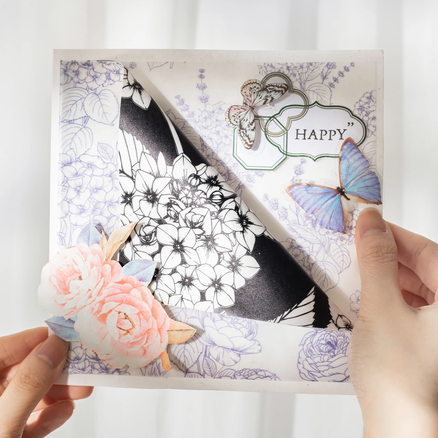 10 Sheets Blossming In Ink Series Vintage Plant Background Material Paper Creative DIY Junk Journal Collage Decor Stationery