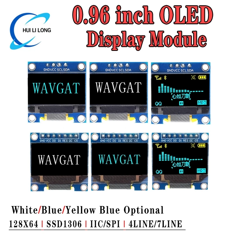 

0,96-дюймовый OLED IIC последовательный модуль белого дисплея 128X64 I2C SSD1306 12864 плата ЖК-экрана GND VCC SCL SDA 0,96 дюйма для Arduino черный