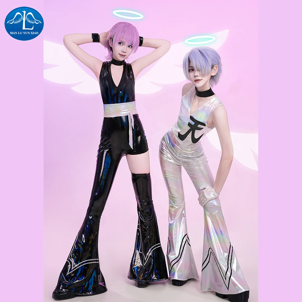 

Anime New PANTY STOCKING with GARTERBELT Polyester Cosplay Costume Black White Jumpsuits for Hallowmas Party Costumes
