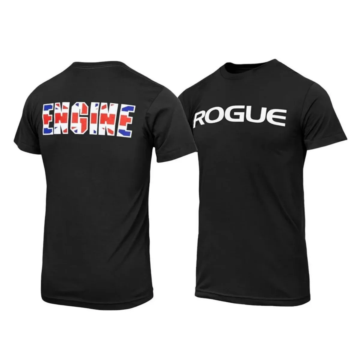 تي شيرت رجالي جديد من Rogue Gym مريح وقابل للتنفس برقبة دائرية مع نمط أبجدي مطبوع للياقة البدنية في الهواء الطلق كاجوال