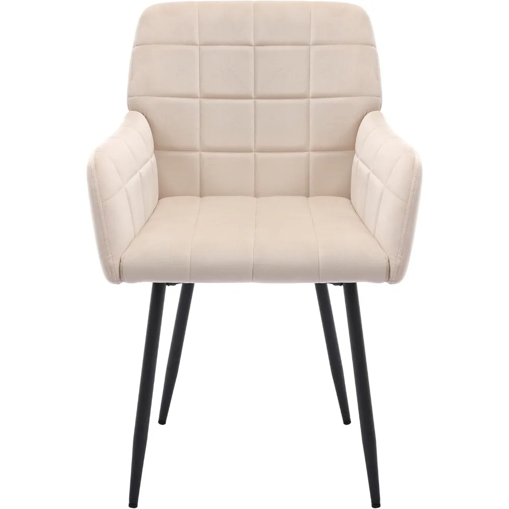 

Velvet Modern Living Room Chair Set of 1, upholstered Kitchen Chair with Black Metal Cross Legs, Tufted Side Chair with ar