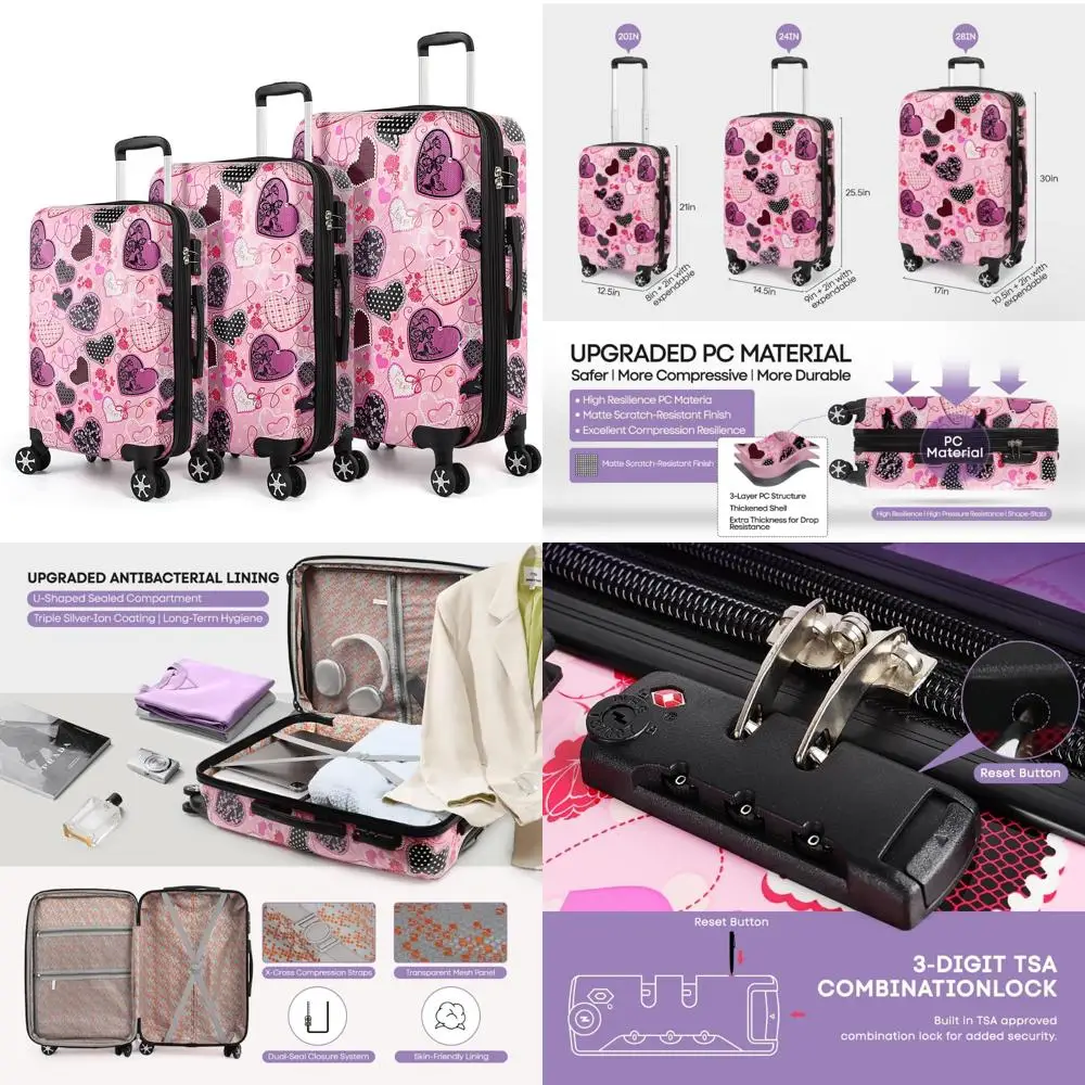 

Расширяемый комплект багажа из 3 предметов в твердом корпусе с замком tsa и 4 спиннерами для путешествий.