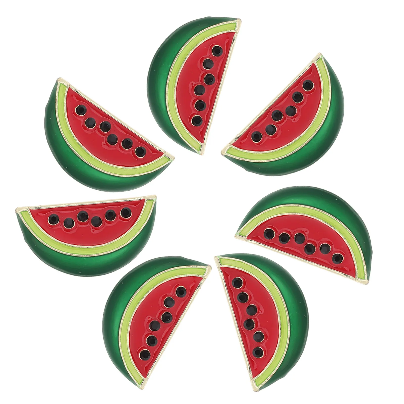 15Pcs Watermelon Enamel Pin Cartoon Fruit Brooch Polished Zinc Alloy Lapel Pin Cardigan Scarf Shawl Clip Casual Party Jewelry