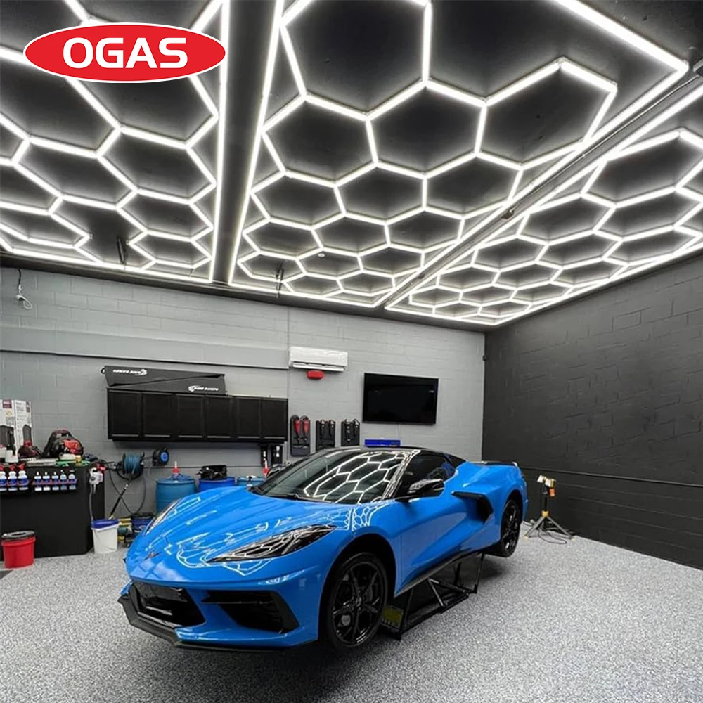 

OGAS Car Detailing Workshop clothing store Led Lights Garage honeycomb Led hexagon lights Garage Work Light