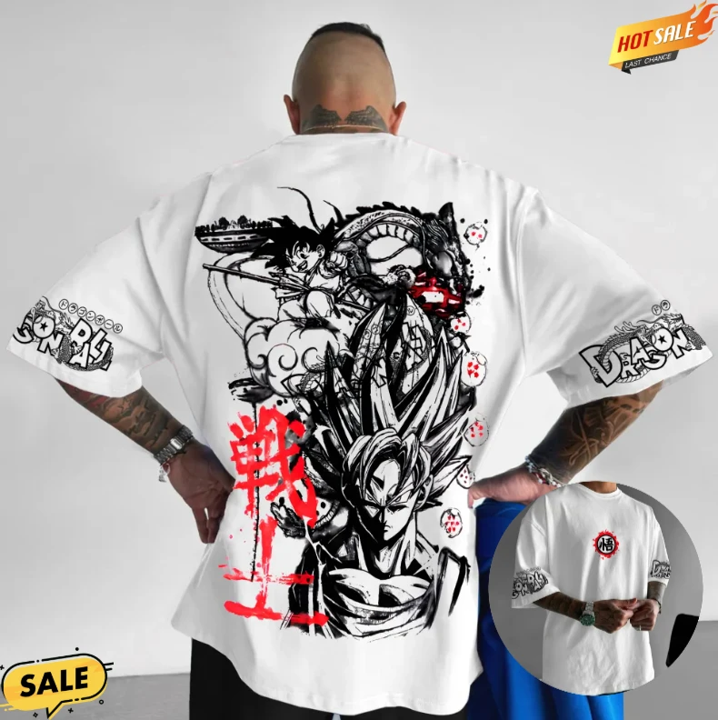 Dragon Ball Goku Uomo e Donna 2026 Estate Anime Harajuku Double Sided Stampato Americano Casual Genitore Bambino Top a maniche corte