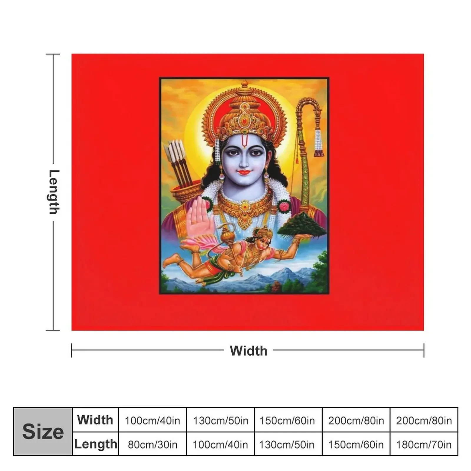 Hindu Lord Rama Goddess Print Throw Blanket Personalized Gift Cute Plaid manga bed plaid Blankets