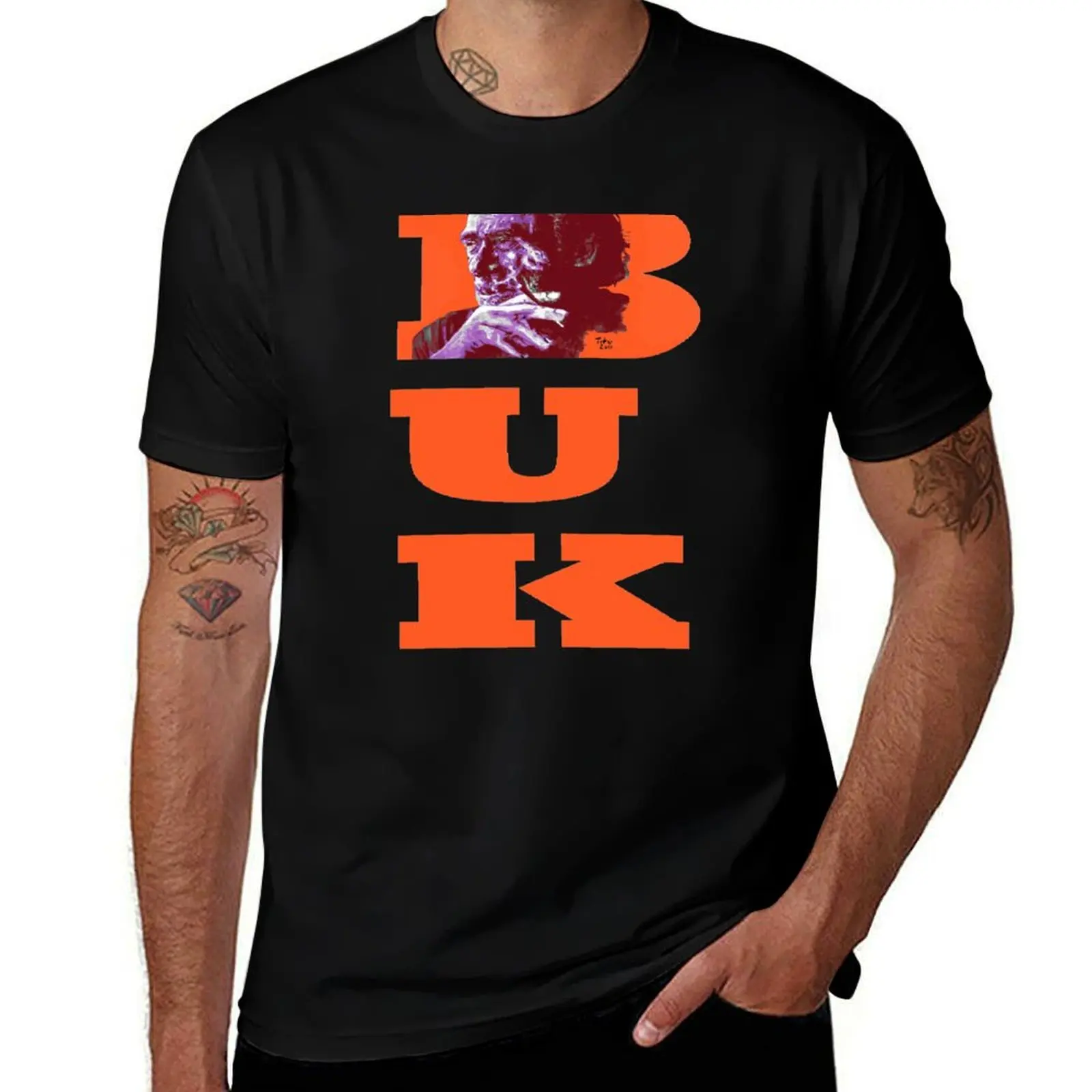 Charles Bukowski - PopART T-Shirt Athletic Fit Sports Short Sleeve Top T-Shirt