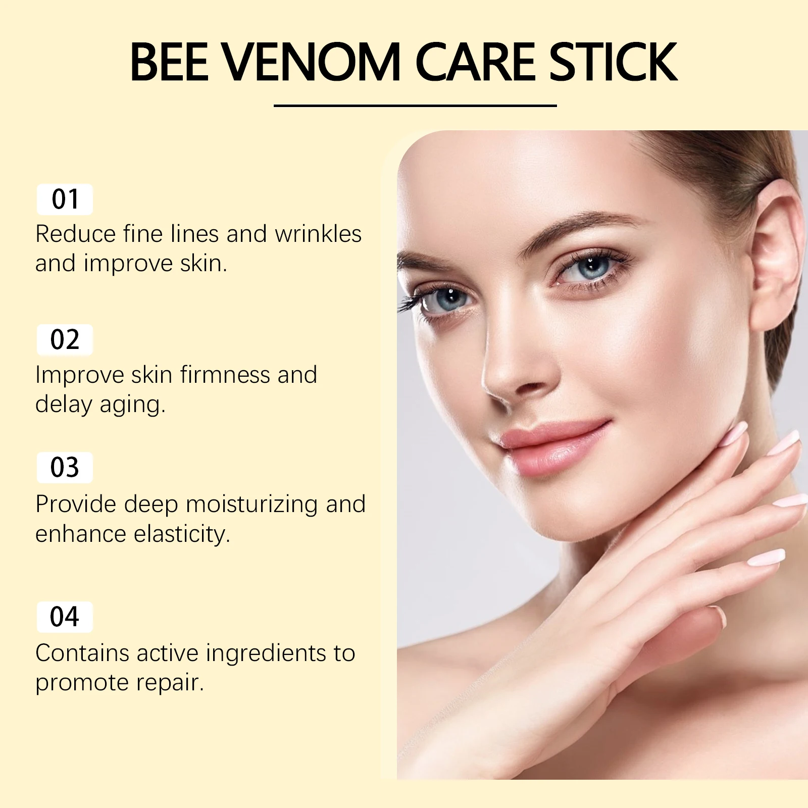 Crema facial de veneno de abeja, crema reafirmante para el cuello, reafirmante, decoloración de líneas finas, crema hidratante suavizante para eliminar manchas, productos para el cuidado de la piel