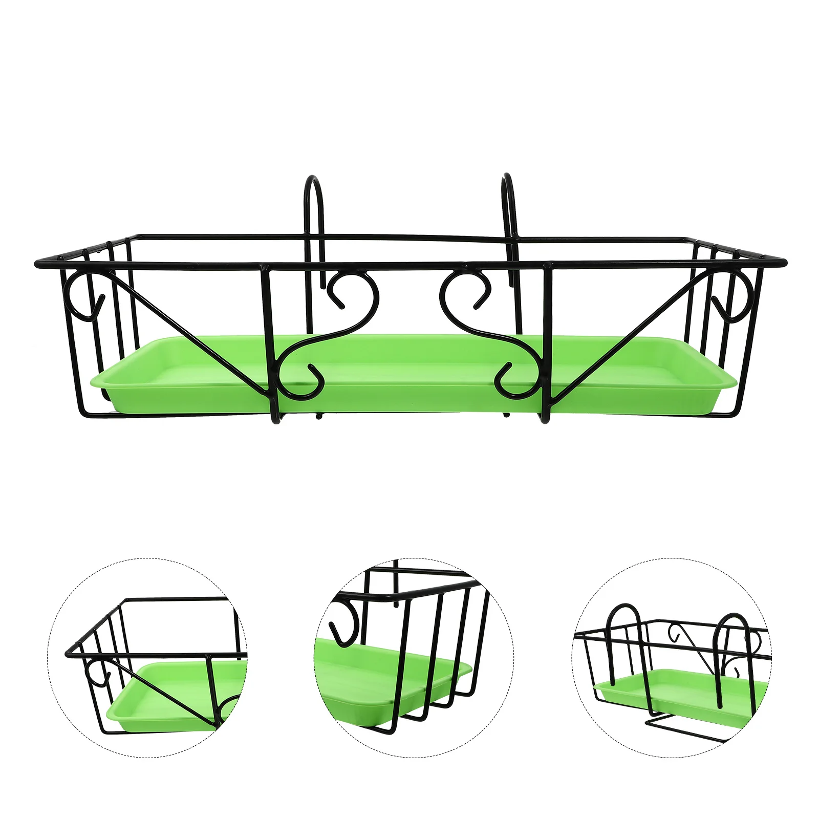 1Set Balcony Flower Container Dual Hook Design Hanging Plant Holder for Patio Window Garden Railing Flowerpot Storage Solution