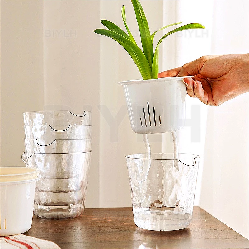 

Lazy Self-absorbent Flower Pot ABS Hydroponic Plantpots for Home DecorIndoor Outdoor Garden Accessories Automatic Watering Pots