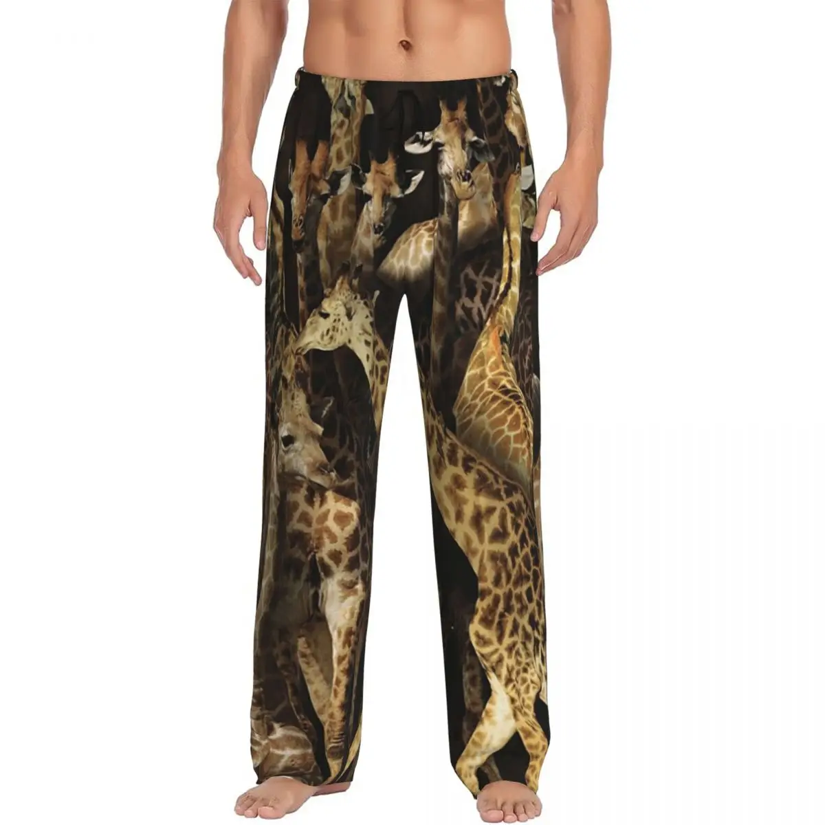 

Изготовленные на заказ пижамные штаны с изображением жирафа, мужская одежда для сна, штаны для сна с карманами
