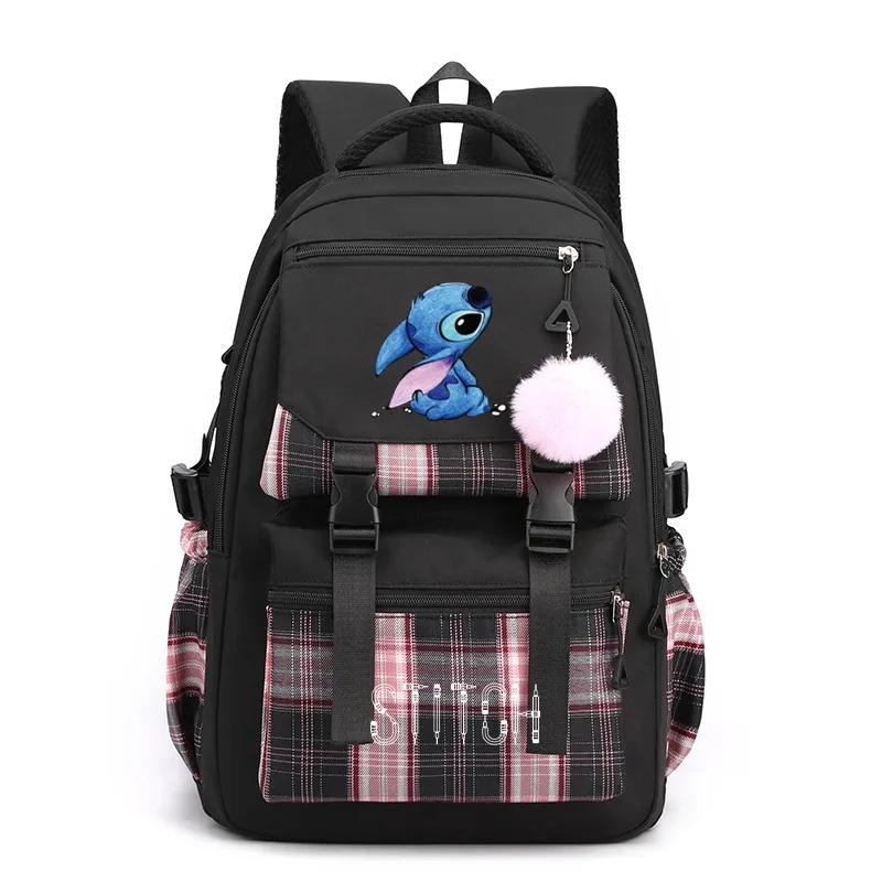 MINISO-Mochila de Stitch para mujer, morral escolar para estudiantes y adolescentes, bolsas de libros para niño y niña, Mochila escolar Kawaii