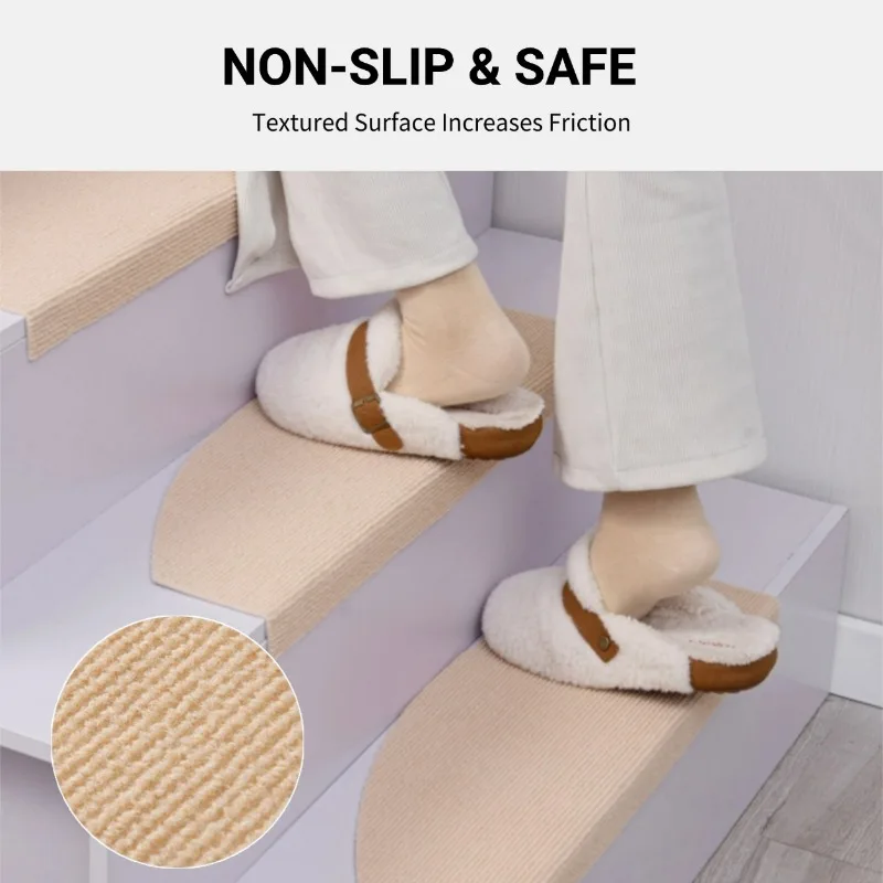 Semi Circular Stair Tread Rugs 4/6/8PCS Thick Felt Self Adhesive Non Slip Floor Mats Stair Step Decoration for Staircase