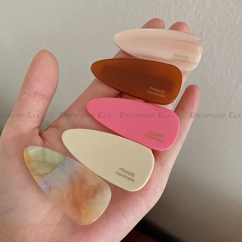Novos grampos de cabelo bonitos acetato pequenos presilhas geométricas simples cor pastel grampos de cabelo coreano ins acessórios femininos pinos laterais