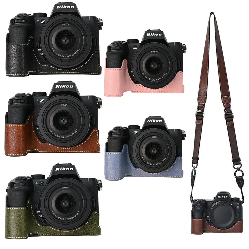 PU Leather Half Body Case for Nikon Z50II Camera Bag Battery