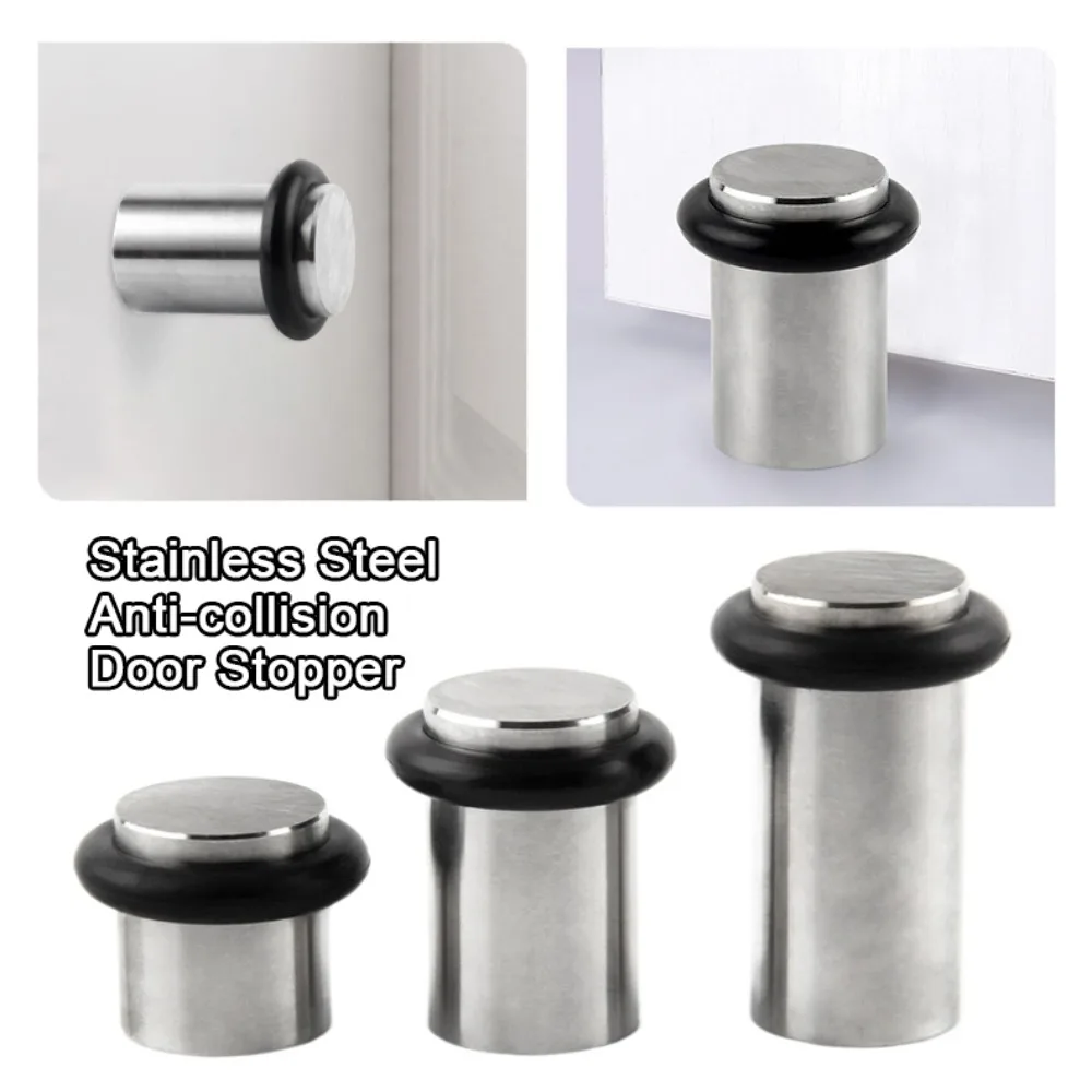 New Stainless Steel Door Stopper Nail-free Punching/No Punching Door Holder Anti-collision Hardware Door Suction Floor