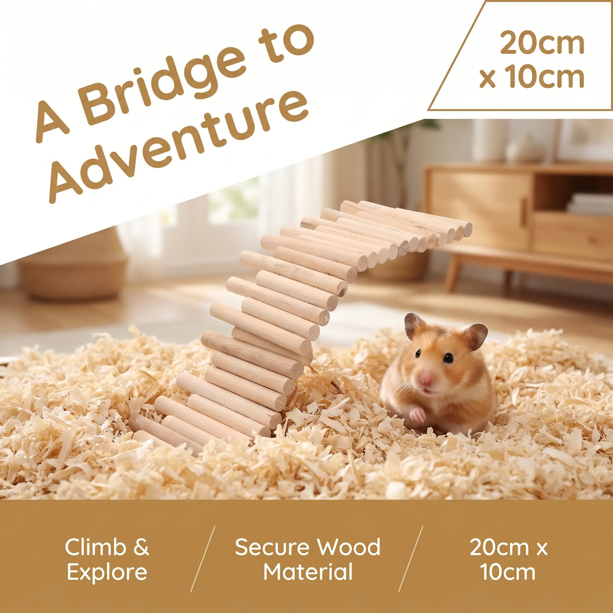 Hamster Ladder Wooden Fence Indoor Bite Resistant Small Pet Climbing Exercising Cage Ornament Fun Ladder for Mice Hamsters