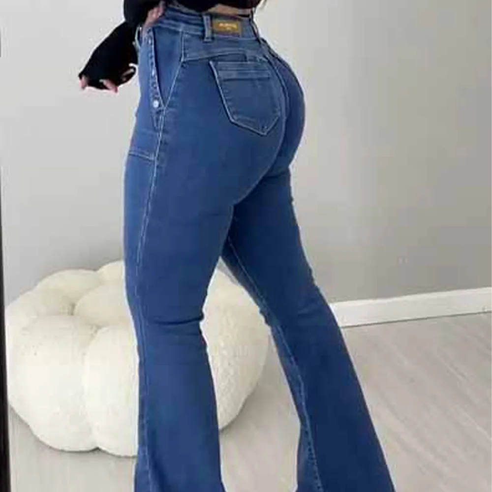 Pantalones vaqueros ajustados para mujer, Jeans de realce de cadera, estilo Y2K, ropa de calle, color azul y negro, 2024