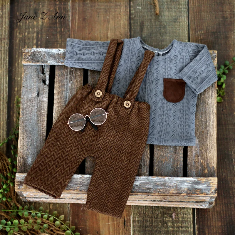 Conjunto de ropa de fotografía para recién nacido, regalo para Baby shower, Top, gafas y pantalones cortos con correa