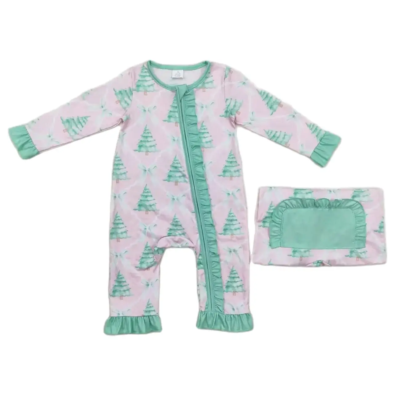 RTS baby girl bamboo girl Christmas cake design romper wholesale children onesieHoliday Clothing