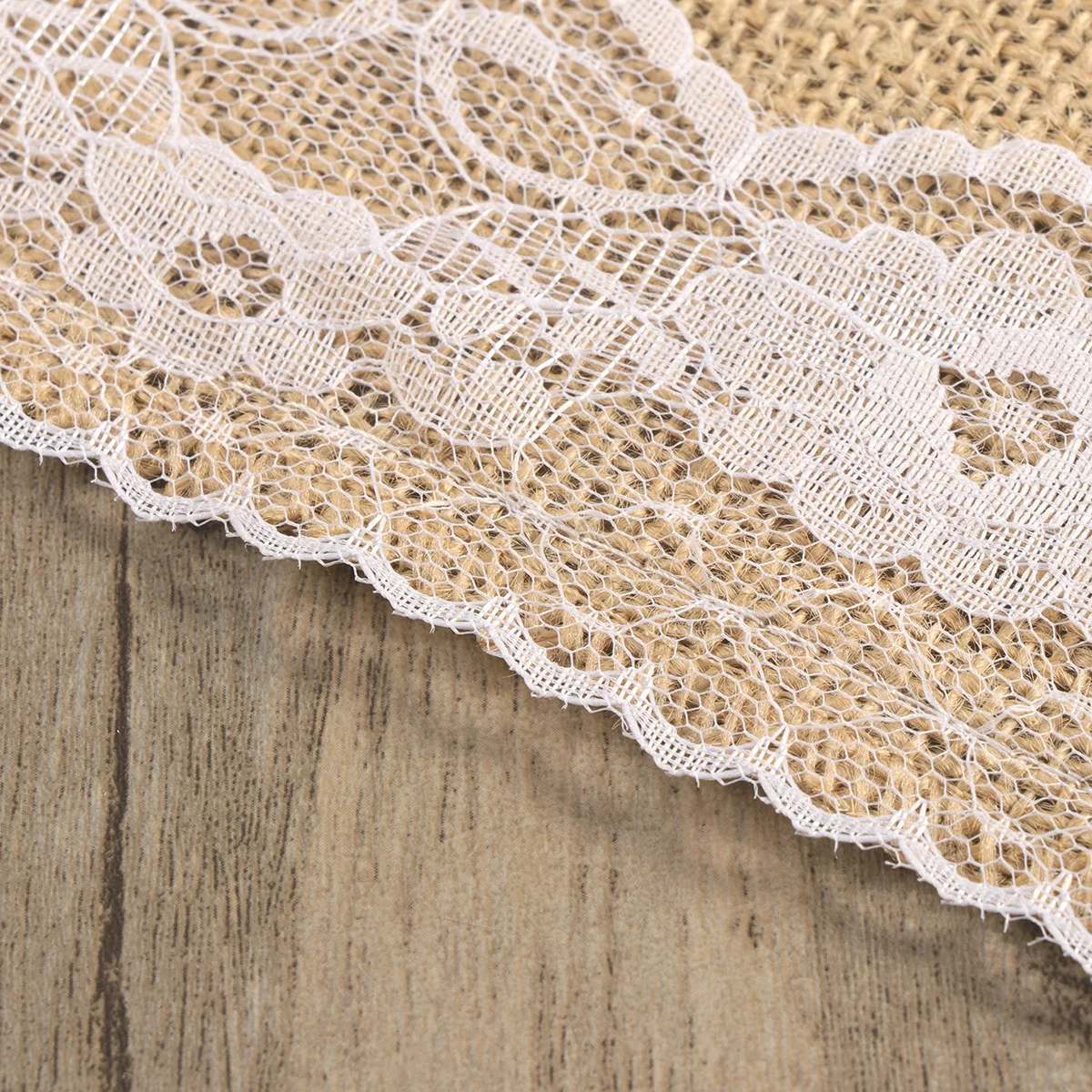 

Burlap Cream Lace Table Flag Hessian Jute Rustic Country Party Farmhouse Decor 30x180cm Decorative Table Runner