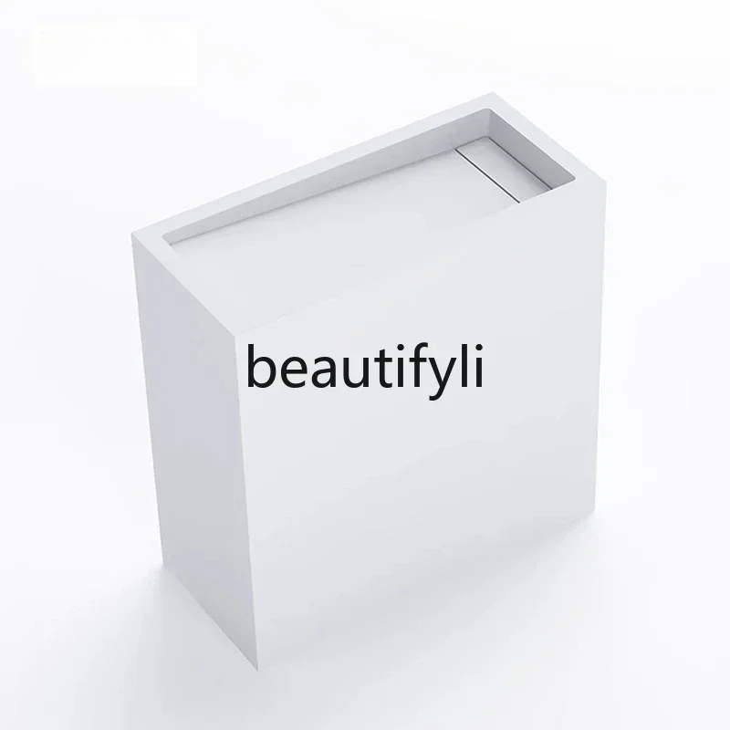 

Pure white rock slab small apartment balcony outdoor face wash toilet bathroom cabinet bathroom column basin